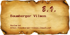 Baumberger Vilmos névjegykártya